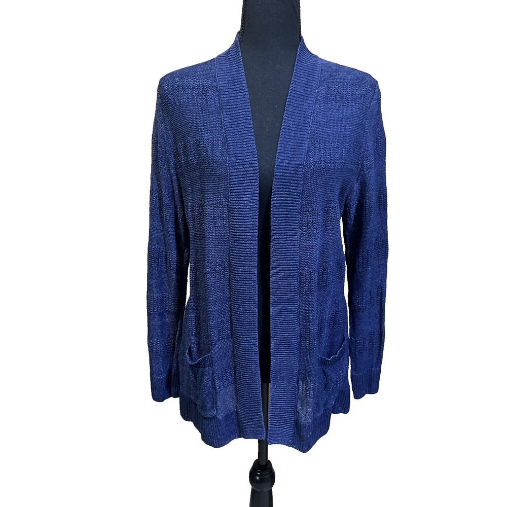 Talbots Open Front Linen Cardigan Size L Petite Lightweight Minimalist Capsule
